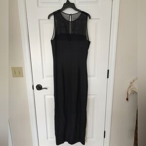 JS Collections Vintage Black Midi Dress Sheer Neckline Size 14